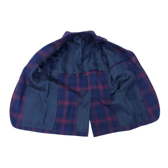 Vintage McDonogh School 100% Wool Uniform Blazer Jacket Blue Red Plaid Sz 34R - Picture 13 of 15